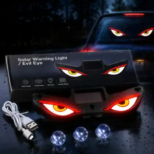 Animated Demon Eye LED Car Window Light, Solar & USB Rechargeable, Wireless No-Drill Design, Waterproof Flashing Devil Eyes for Night Driving, Cool Funny Car Decor for Cars SUVs Trucks Amber Glass Watermelon high brightness sign