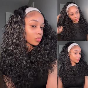 UNice Zero Stress Upgrade Water Wave Headband Wig Human Hair with Drawstring Glueless No Slipping Secure All Day Wigs for Beginners Friendly Summer Wig