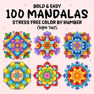 100 Mandalas Color by Number: Bold and Easy Coloring Book for Teens and Adults featuring Stress Free Mandala Designs