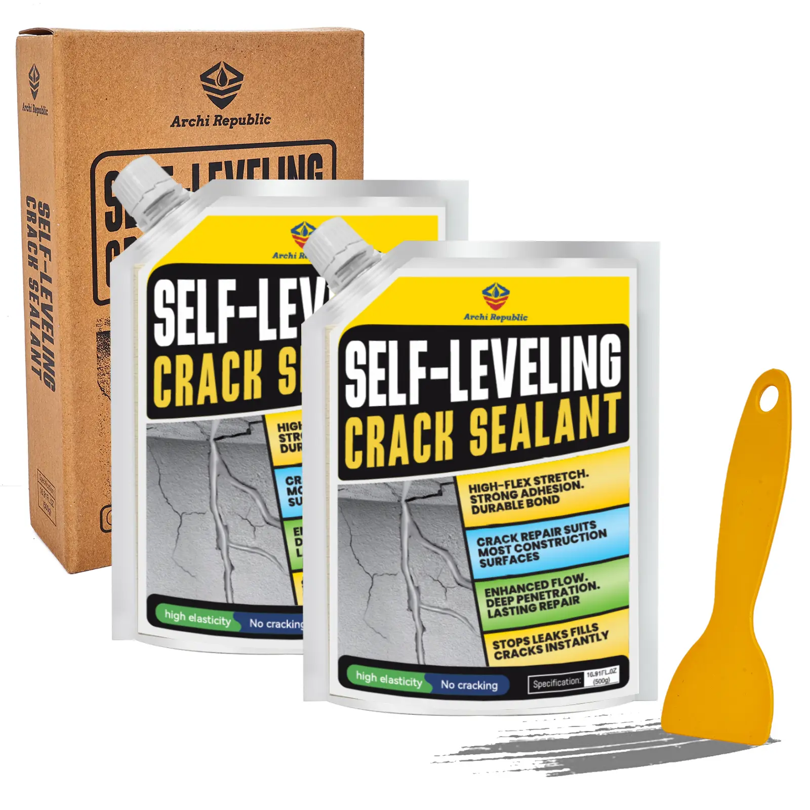 Archi Republic Concrete Crack Filler & Sealant, Self-Leveling Quick-Dry Waterproof Repair Caulk for Driveways, Patios, Sidewalks & Outdoor Surfaces
