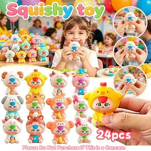 24PCS Easter Cute Animal Squishy Toys Set, Easter Party Supplies, Soft Fidgets Toys For Kids, Party Favors For Kids, Goodie Bag Stuffers,Classroom Prize Random Delivery (Please Do Not Purchase If This Is a Concern)