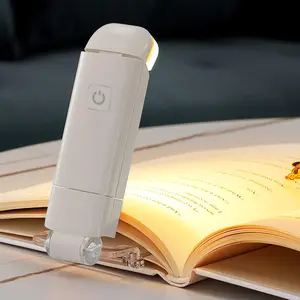 USB Rechargeable Folding Reading Light, 3 Brightness Levels, 3 Color Modes, Adjustable Lighting Modes, Eye-Caring LED Night Light, Portable Book Clip Design