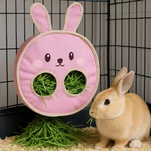 Rabbit Shape Hay Bag Pet Food Pack, Rabbit Grass Bag Hamster Feeding Bag, Hanging Hay Bag for Pets, Hanging Feeder, Pet Supplies