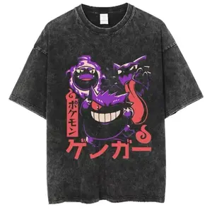 Ghost Type Mineral Wash Shirt, Gengar, Haunter, Gastly, Poke, Japanese Shirt, Anime, Mon, Pikachu, Charizard, Gamer, Gaming Gifts