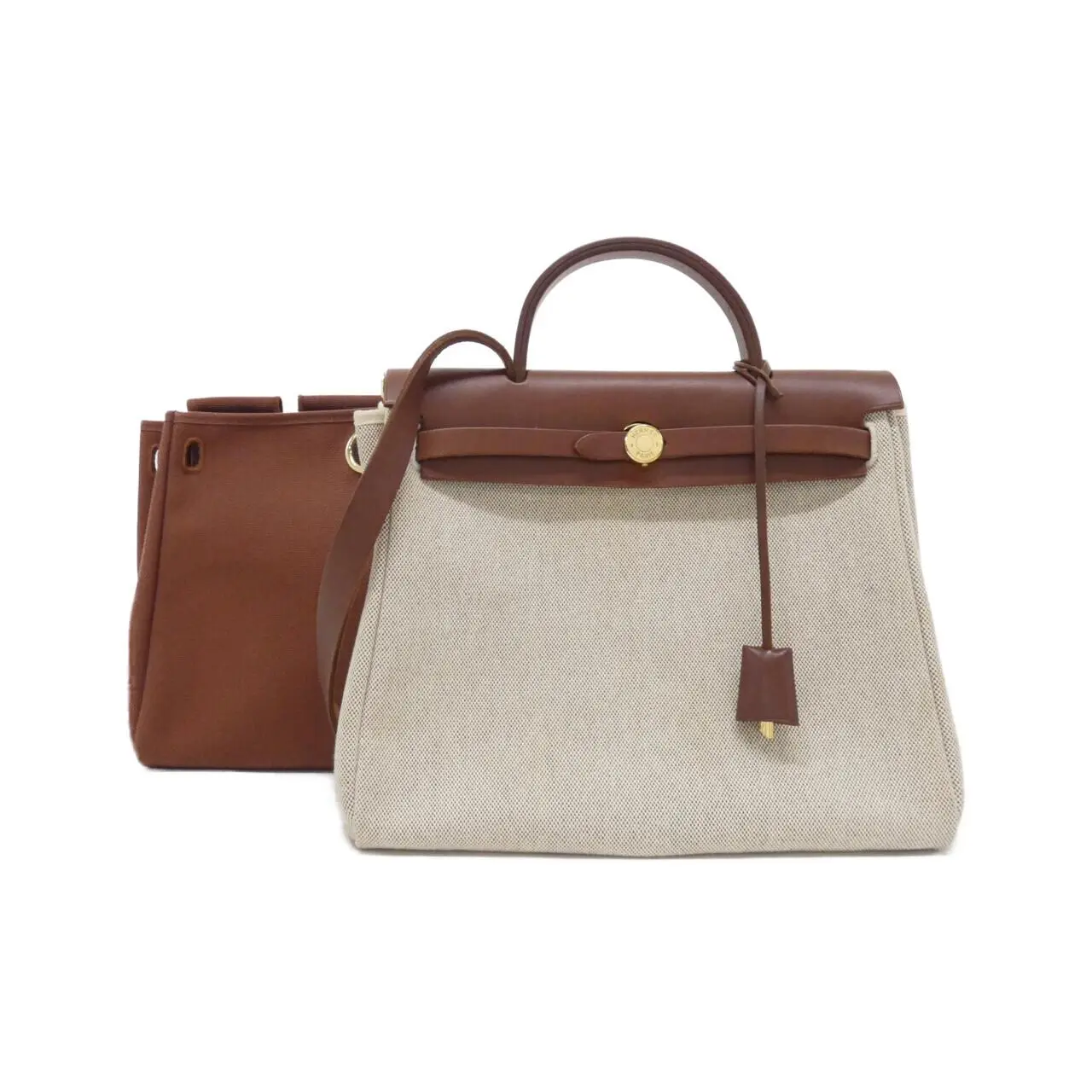 Pre-owned HERMÈS Canvas Shoulder Bags Hermes Herbag PM Toile H bag