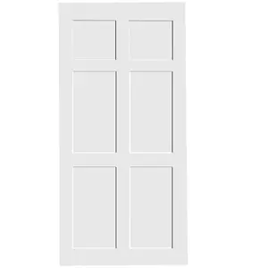 Hardware CRAZY ELF 28" x 84" Six Panel Real Primed Door Slab, DIY Panel Door, Modern Interior Barn Door, Water-proof, Anti-deformation, Pre-Drilled Ready to Assemble, Suitable for Pre-hung Door and Barn Door