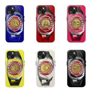 Retro Colorful Power Morpher Phone Case with Iconic All Rangers Dino Coin Design–iPhone Case for iPhone 17 16 Pro Max 15 Plus 14 Pro 13 12 11 Wireless Charging Compatible Durable Polycarbonate TPU