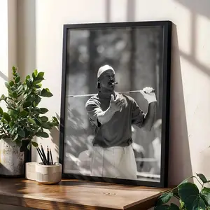 [SALE UP TO 45%] Michael Jordan Golf Wall Art, Black & White Sports Poster, Iconic Athlete Digital Print, Golf Decor for Home Office or Game Room