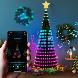 7Ft Smart Christmas Tree Lights – 400 LEDs with DIY Animated Color Changing, Ring & Star Topper, App/Remote Control, Music Sync for Holiday Displays