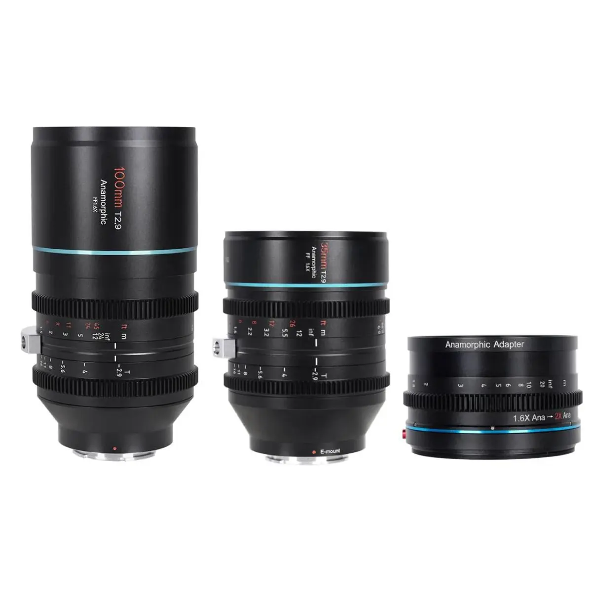Sirui Compact 35mm & 100mm T2.9 1.6x Anamorphic Lens Kit with 1.25x Adapter for Canon RF Cameras