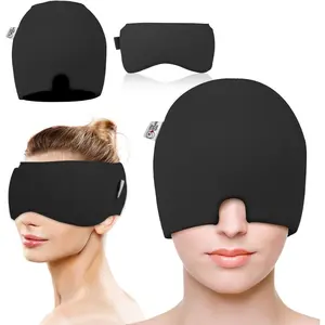 Migraine Relief Cap, Headache Relief Cap 2PCS with Gel Eye Mask, Hot Cold Therapy Ice Cap, Cooing for Head Sinus, Puffy Eyes, Tension and Stress Relief Gift Set for Men Women