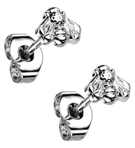 Bee Titanium Threadless Earrings