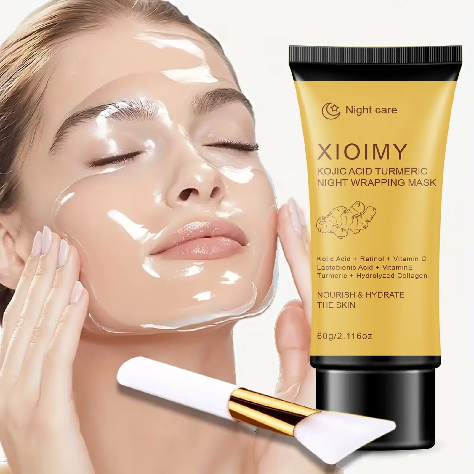 60g Turmeric & Vitamin C Mask, Deep Moisturizing, Brightening Skin, Smooth & Soft, Skincare, Suitable for All Skin Types