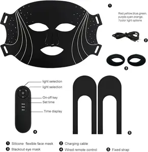 7-Color LED Photon Skincare Facial Mask, Rechargeable Silicone Skincare Tool for Improving Visible Signs of Aging, Daily Facial Care Device for Women, Ideal Gift Option