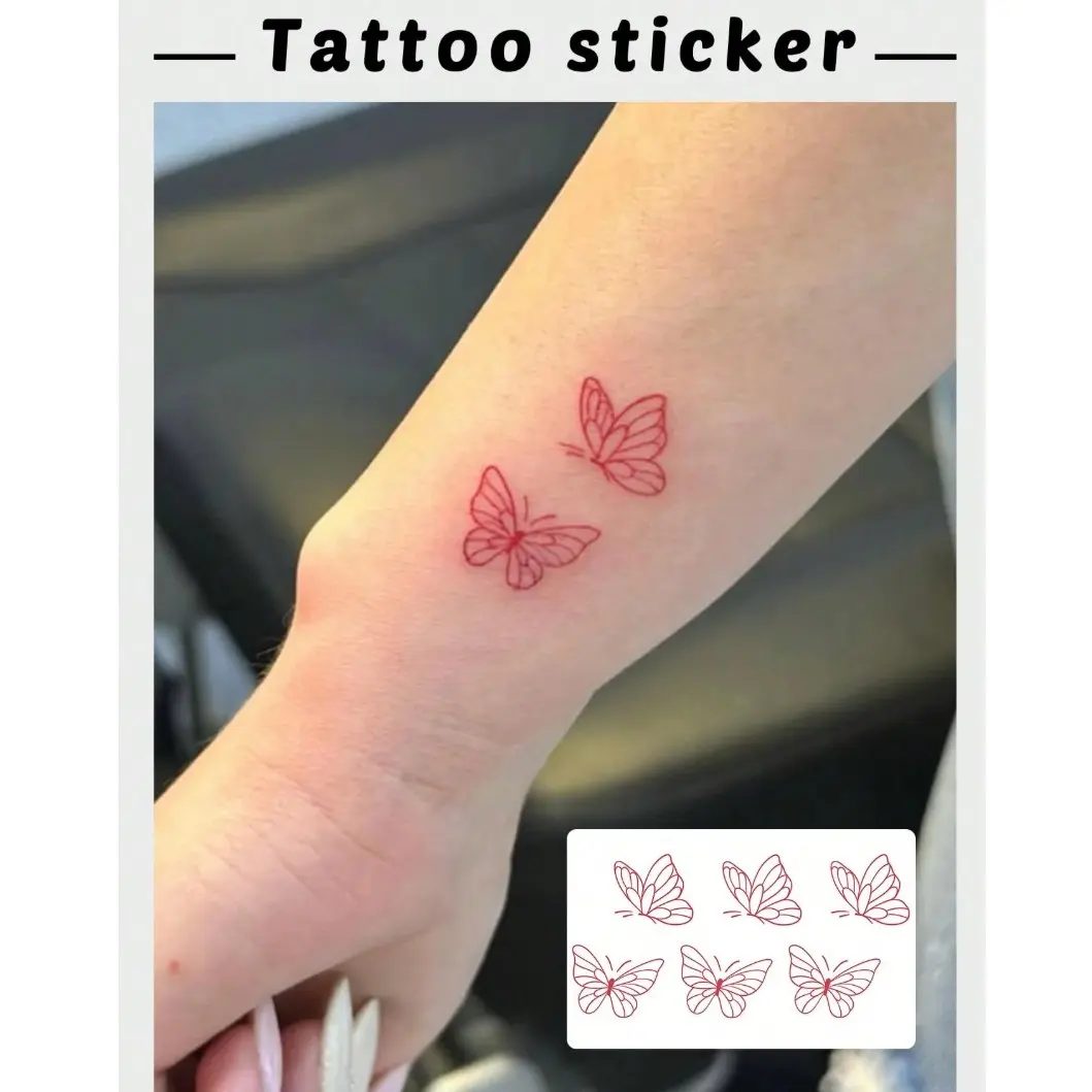 Minimalist Artistic Butterfly Temporary Tattoo, Waterproof & Sweat-Proof, Lasts 1-3 Days, Suitable for Women, Collarbone or Wrist, Temporary Tattoo Stickers