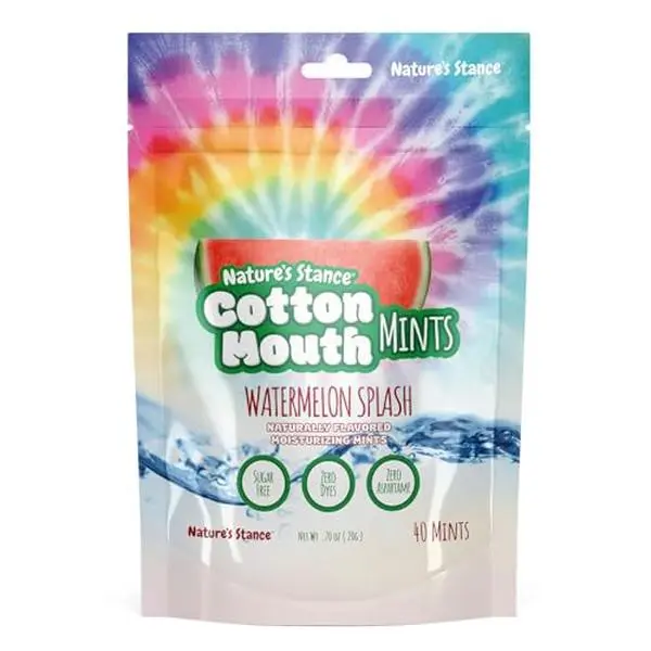 Nature's Stance Cotton Mouth Xylitol Mints, Dry Mouth Lozenges Sugar Free, Mouth Watering Mints - Stimulates Saliva & Freshens Breath, 40 Count (Watermelon Splash)