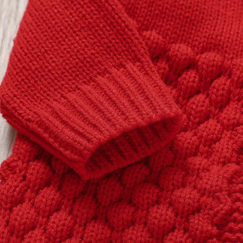 MIMIXIONG Baby Romper Set with Matching Shoes Hat and Gloves in Red Knit Design for Infants