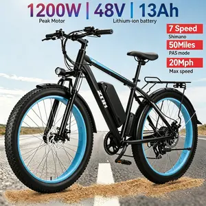 ZNH 1200W Peak Fat Tire Electric Bike, 48V 13Ah Removable UL2849 Battery, 26"×4.0" All-Terrain E-Bike with Shimano 7-Speed & Front hydraulic Suspension,bikes  All-Season Radial Cycling Tire Off Road Ebike bicicleta electrica mountain bike