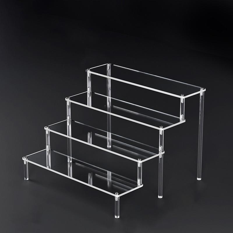 1-5 Tier Acrylic Display Risers Clear Shelf Doll Clay Figurine Display Stand for Desserts Perfume Organizer Showcase W-10