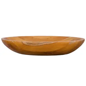 COSTWAY - 23.5 Inch x 16 Inch Teak Wood Washbasin with Drainage Hole