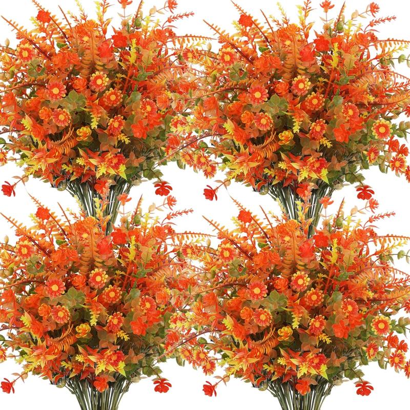 20 Bundles Artificial Fall Flowers for Outdoor Decoration, Fake Mums ...