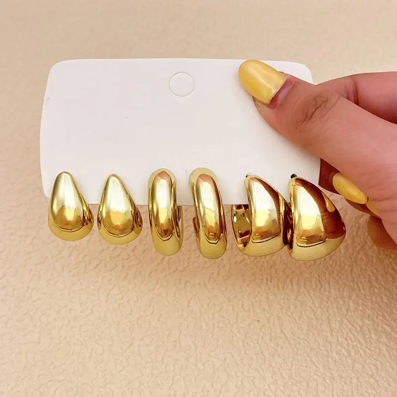 Minimalist Aesthetic Hoop Earring Sets, Ear Hoops, Hoop Shape Earrings, Circle Shape Earrings, Casual Earrings Set, Fashionable Earrings for Women, Trendy All-match & Exquisite Jewelry for Birthday Gift, Earring Stacking Set, Stackable Earrings