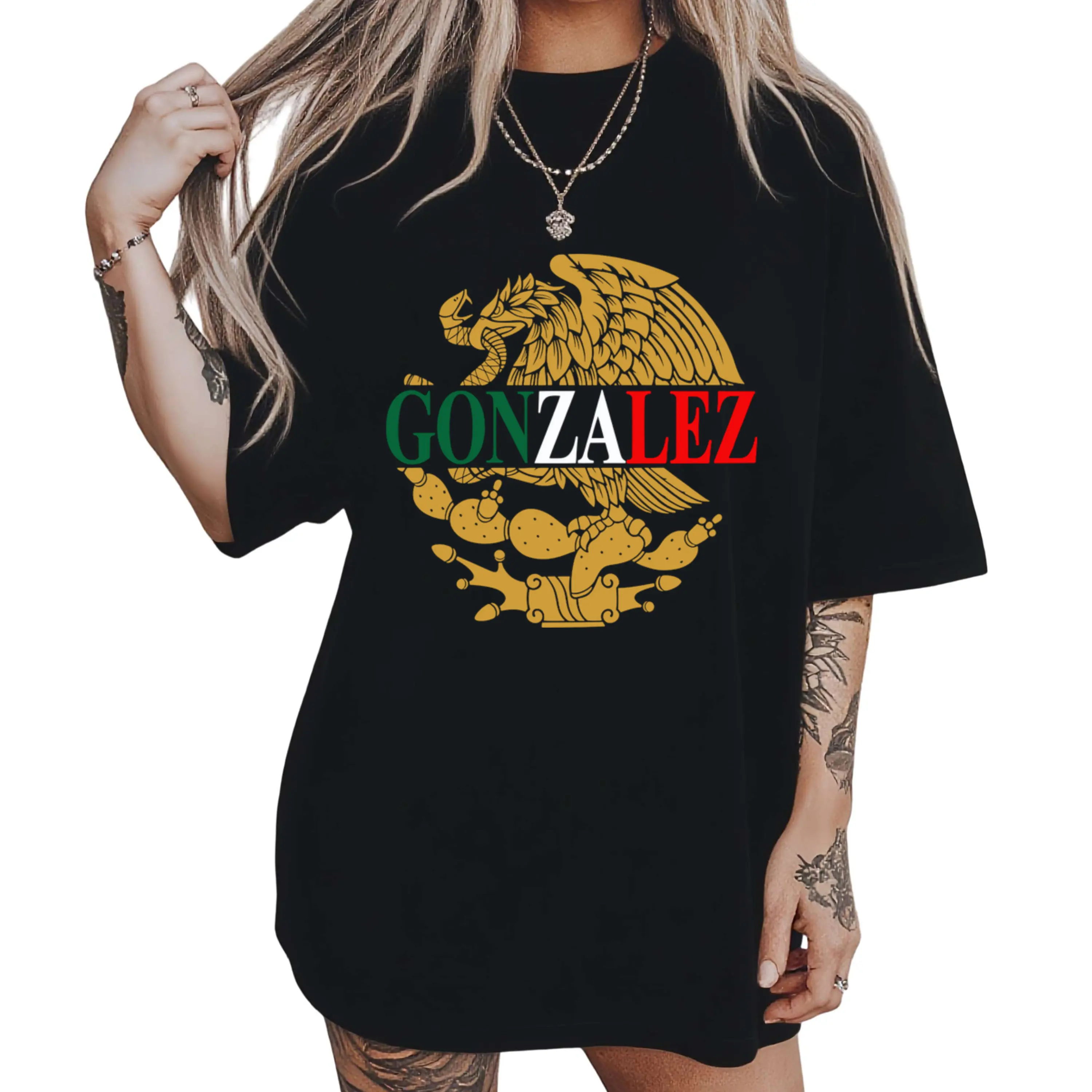 Mexican Eagle Pride Gonzalez Print T-Shirt - National Symbol Graphic Tees - Latino Heritage Gift - Cotton Soft Fabric - Cultural Celebration Apparel casual outfits