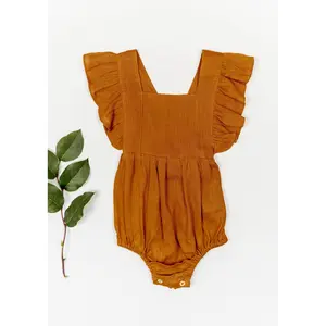 Vera Linen Romper in Khaki