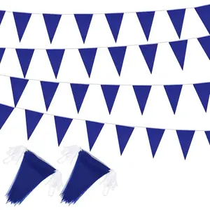 Panelee 300 Feet Blank Pennant Banners Flags String Hanging DIY 180 Pcs Triangle Bunting Pennant Garland for Opening Graduation Birthday Party Decoration Festival Celebration (Blue)