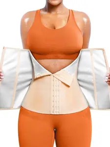 Women's Blue Coated Shapewear Waist Trainer Belt, Dual Layer Abdominal Control Corset, Full Body Slimming Tight-Fitting Vest