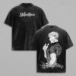 Best Gojo Satoru T-Shirt - Jujutsu Kaisen Tshirt, THE HONORED ONE JJK Anime Double Printed Vintage Washed Tee Unisex Oversize Anime Manga Washed Heavyweight Cotton T-shirt, Anime Merch,oversized streetwear shirt