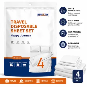 Disposable Travel Bed Sheet Set – Hotel & Camping Use, Hygienic & Skin-Friendly Bedding Kit with Pillowcases, Lightweight Portable Single Use Sheets for Travel, Guests & Airbnb
