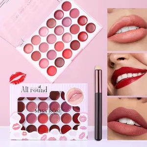 24 color velvet moisturizing lipstick palette, matte durable waterproof easy to color lipstick, high color lipstick palette, free lip brush, Moisturized Lipstick. Easy to use. Suitable for daily/party occasions, it is an ideal gift for beauty enthusiasts.