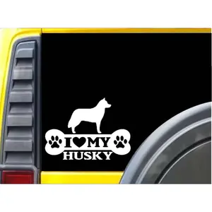 Husky Bone Sticker L019 8 inch siberian dog sled decal