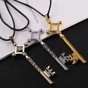 2024 Attack Titan Necklace Key Pendant Fashion Retro Anime Jewelry Men's Role Playing