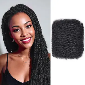 Tight Afro Kinky Bulk 100 ％ Human Hair for Draedlock Extensions,3 Pcs/Package  Repair Locs, Twists and Braids (12 Inch, 1B - Natural Black)