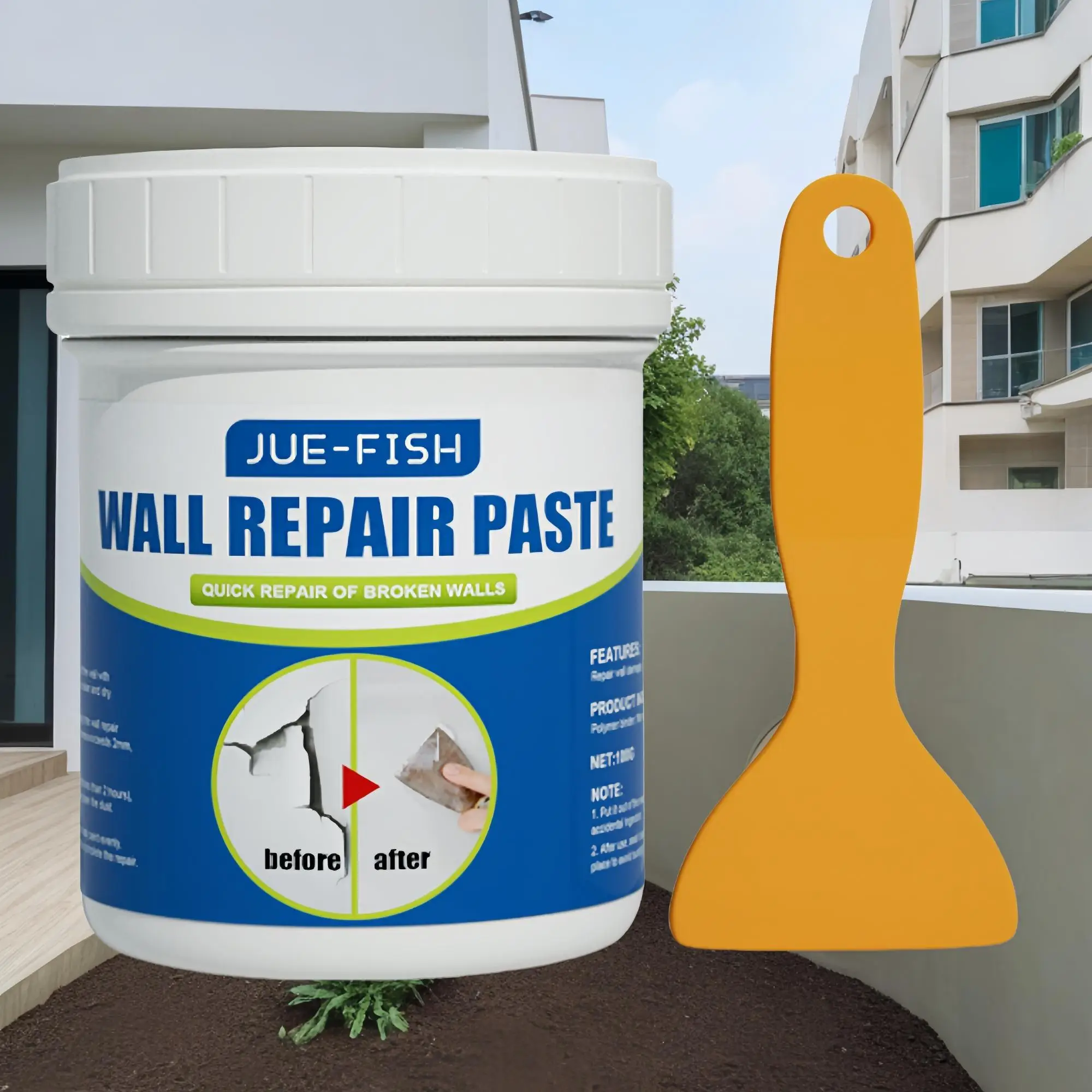 Wall Repair Cream with Scraper, 1 Count Wall Crack Repair Paste, Wall Repair Cream for Kitchen, Bathroom, Living Room, Office, Ceiling, Wall Repair To