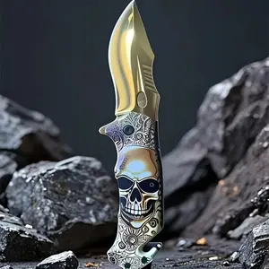 High-hardness stainless steel folding knife, suitable for camping, hunting and fishing. It has multiple functions such as breaking glass, cutting ropes and pocket clips. This outdoor multi-functional tool is also a gift for men on Christmas and Halloween.