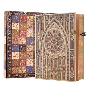 96 Sheets Retro Lined Journal 3D Cover with Envelope Pocket for Notebook Travel Diary Wedding Memory Book