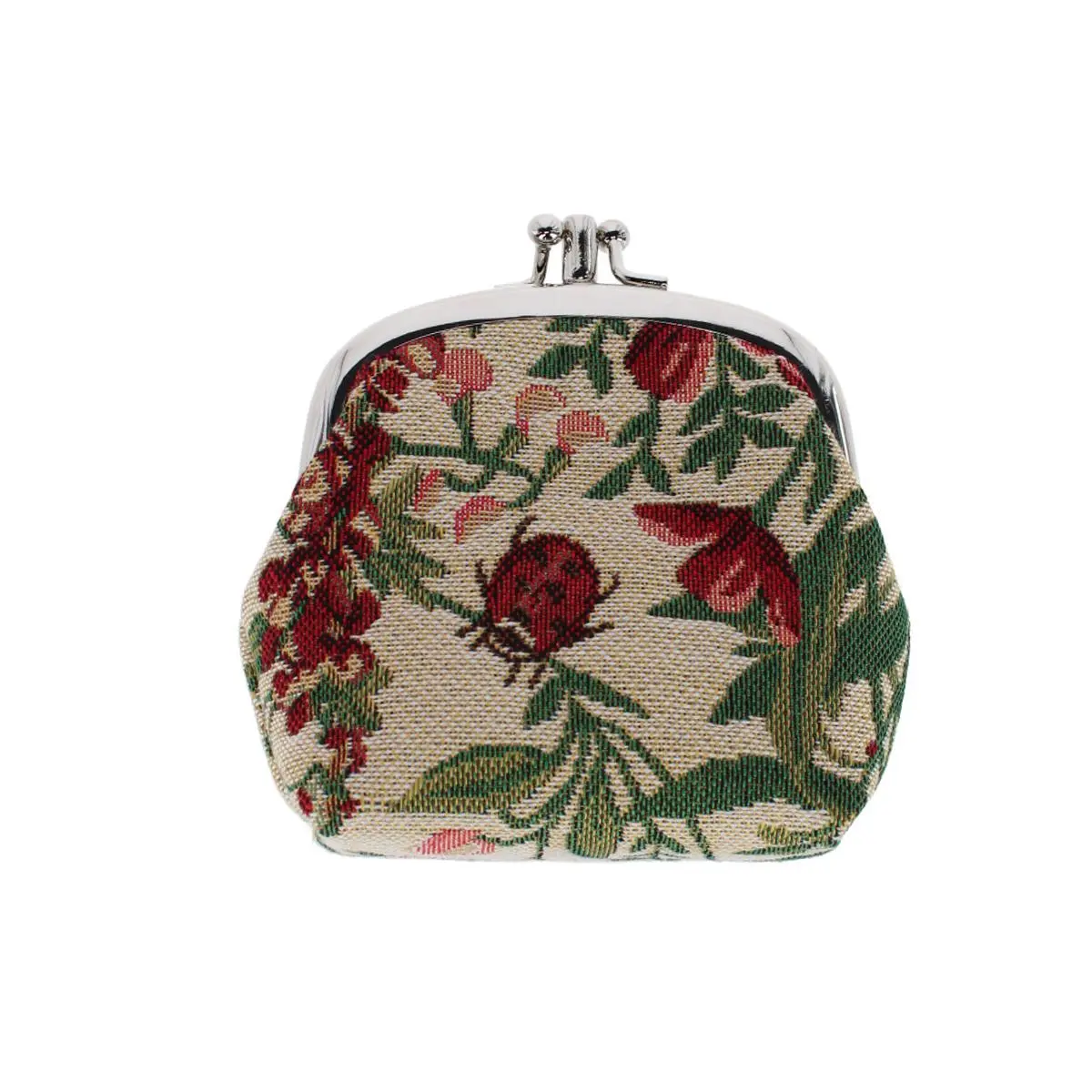 CTM Women's Vintage Flowers Woven Scene Tapestry Fabric Clasp Coin Purse Wallet