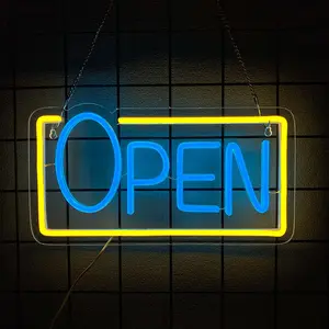 LED Neon Open Sign, Business Hour Sign, Powered by USB with Switch, LED Display Window Lights for Cafe Bar Hotel Salon Bookstore Restaurant Grocery Shop Store Wall Decor