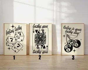 casino gallery wall wall art, lucky you queen hearts bar cart art, magic 8 ball cherry poster, girl trendy wall art