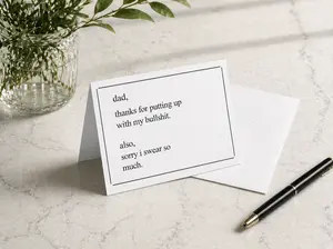 Funny Father’s Day Card for Dad  | “Thanks for Putting Up With Me” Card | Blank Inside + Envelope | Perfect Ready to Gift Humorous Gag Gift Greeting Card for Dad