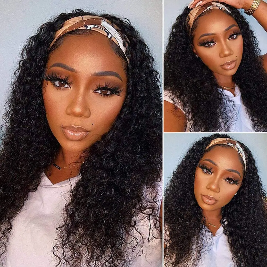 Kinky Curly Headband wig Human Hair No Gel Kinky Curly Headband Wigs for Black Women 180 Density None Lace Front Wigs Human Hair #headbandwig #TikTokShopHolidayHaul#SummerVibes#tiktokshopspringglowup