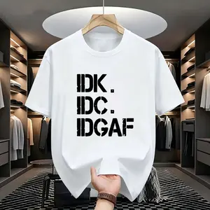 Retro Distressed IDK IDC IDGAF Graphic T-Shirt, Funny Sarcastic Humor Casual Tee, Statement Attitude Shirt for Adults