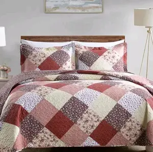 Always the Best 1 pc Bedspread 220x240 cm & 2 pc Pillow Case 50x70 cm Patchwork Design Comfortable Bedding Set