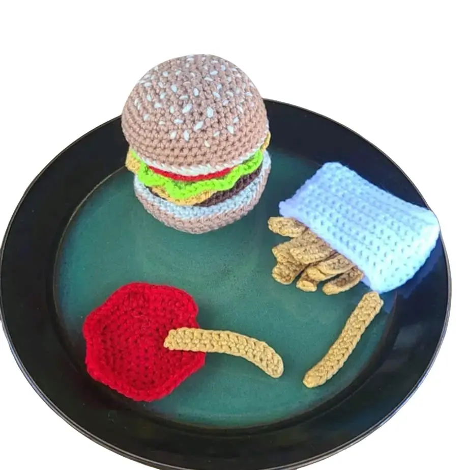Crochet hamburger/cheeseburger play food