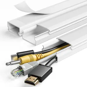 TV Cord Hider, 47In Cord Cover, Large Cable Hider, Wire Covers for 4 Cords, Cable Raceway Wire Hider, Wire Hiders for TV on Wall, Cable Cover Cord Concealer, 3×L15.7in W1.18in H0.6in, White