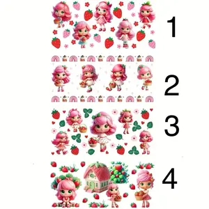 UV DTF Strawberry Pink Themed cup sticker-Glassware Crafting, High-Quality PVC