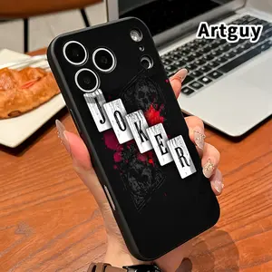 Straight Edge Phone Case for iPhone 17 15 Plus 16 Pro Max 14 13 12 11 Air XR XS Creative joker Pattern Anti-Scratch Shockproof TPU Bumper Drop-proof Cover